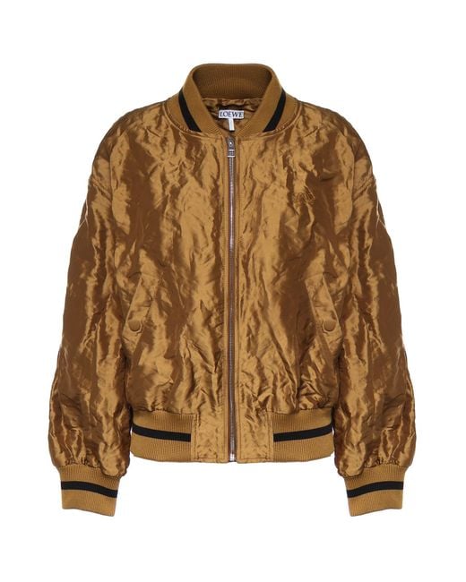 Loewe Brown Technical Fabric Bomber Jacket