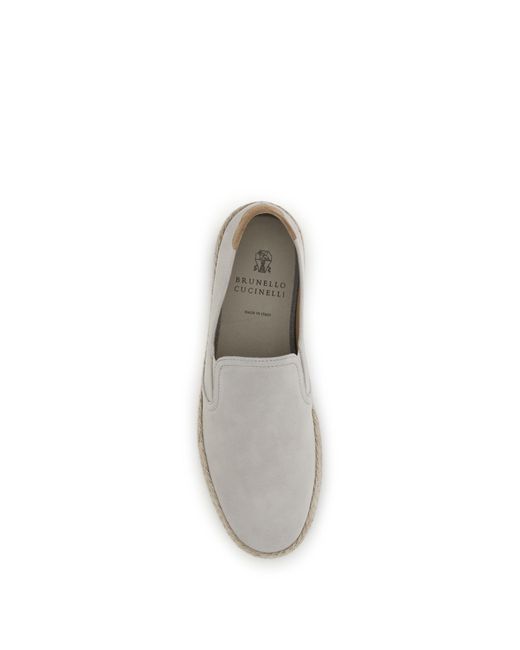 Brunello Cucinelli White Suede Sneakers for men