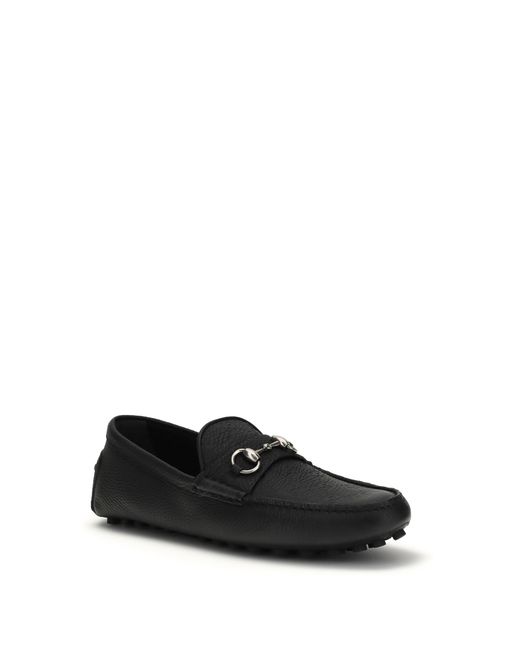 Gucci Black Driver Loafers Horsebit Calf Leather for men