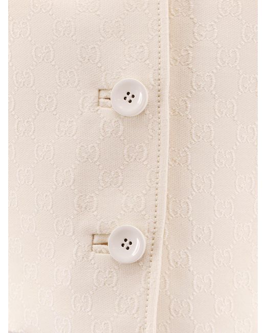 ジャケット GUCCI Wool and silk blazer with all-over GG motif Bianco Gucci Wool And Silk Blazer With All-over Gg Motif | italist