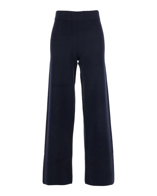 Max Mara Blue Pants With Elastic Waist Viscose Trousers