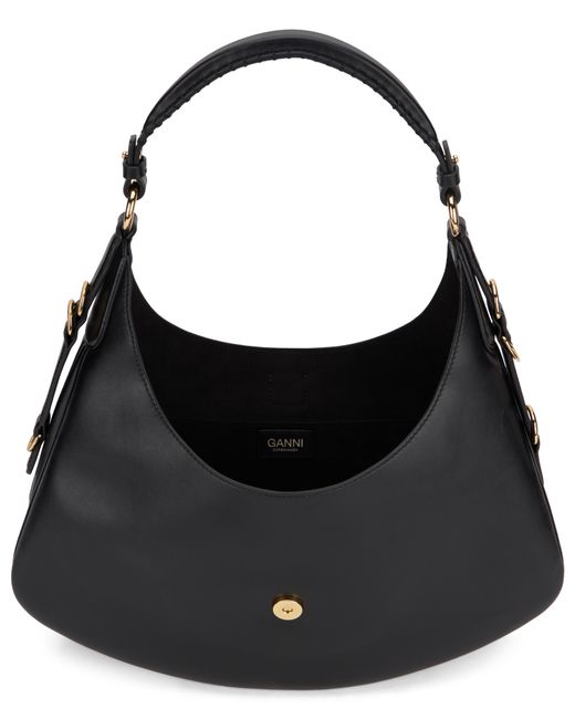 Ganni Black Shoulder Bag Kat Small Lambskin Leather Handbags