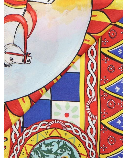 Dolce & Gabbana Multicolor Scarf With Cart Print
