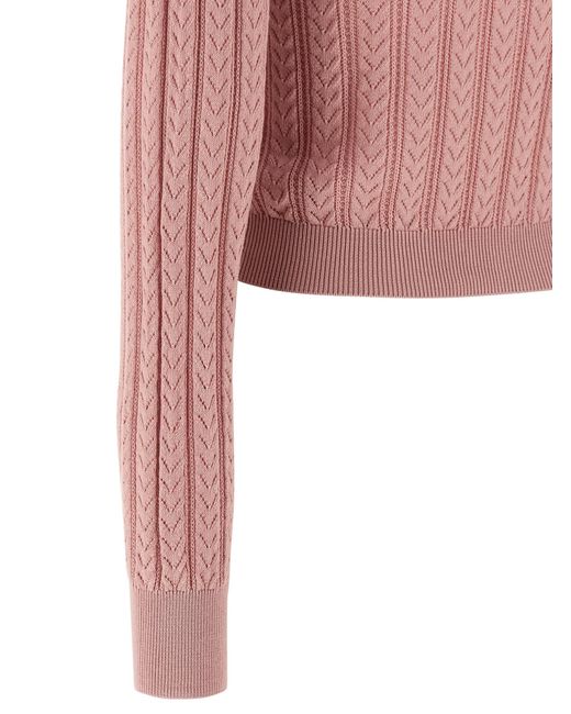 Alessandra Rich Pink Openwork Cashmere Blend Knit Cardigan