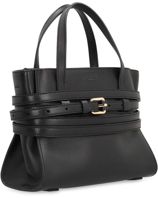 Moschino Black Handbag Tie Me Small Leather Sheep Handbags
