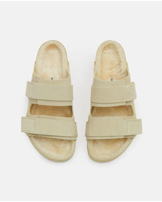 Birkenstock Natural Uji Suede And Leather Slippers