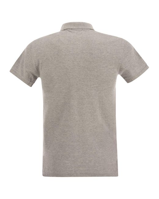 Ralph Lauren Gray Slim Fit Mesh Polo Shirt for men