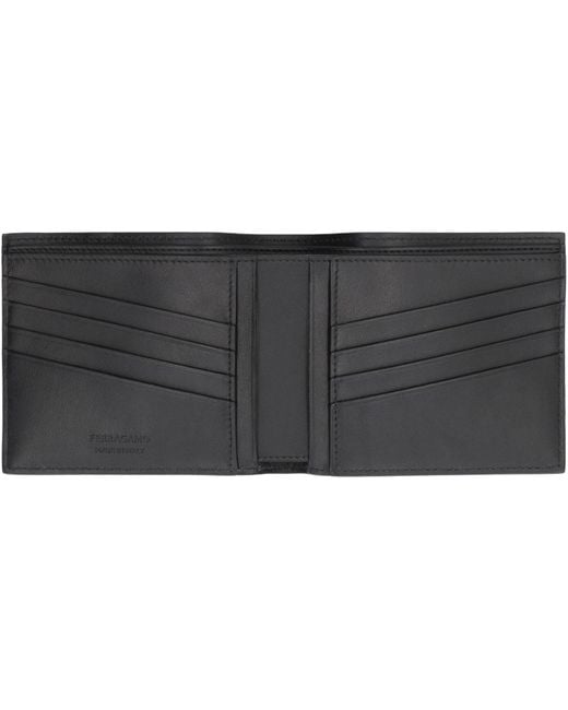 Ferragamo Gray Leather Flap-over Wallet for men