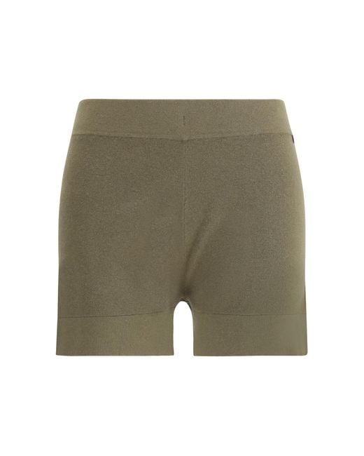 Extreme Cashmere Green Rib-Knit Shorts N°450 Bummy Cotton; Kashmir/Capra Hircus Bermuda