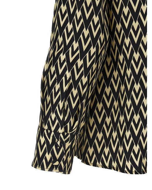 Valentino Garavani Black Toute La V Shirt Silk Shirt, Blouse