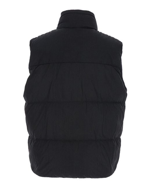 C P Company Blue Vest With Mock Drawstring Neck And Logo Plaque On The Front for men
