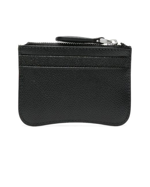 AMI Black Card Holder In Grained Leather for men