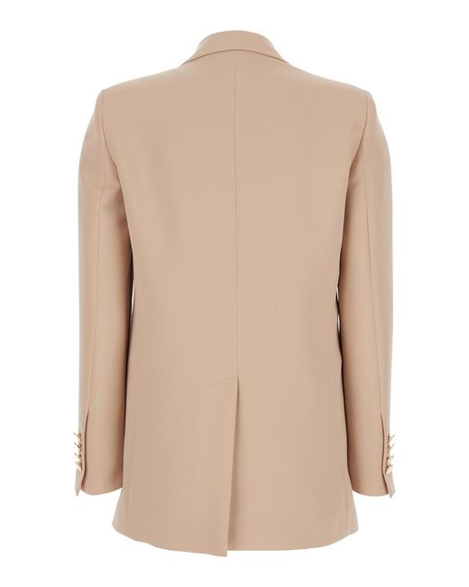Le Plain Natural Double-Breasted Jacket With Classic Lapels