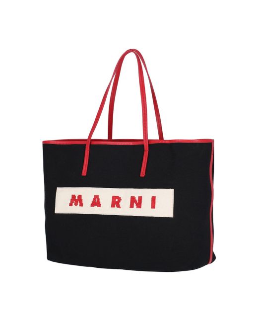 Marni Red Logo Tote Bag