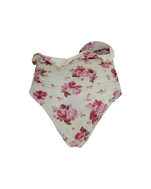 Magda Butrym White Shaping Floral-Print Bikini Bottom Polyamide; Elastane Swimwear