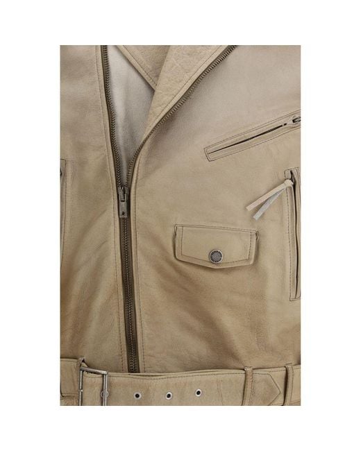 Golden Goose Deluxe Brand Natural Beige Buffalo Leather Biker Jacket