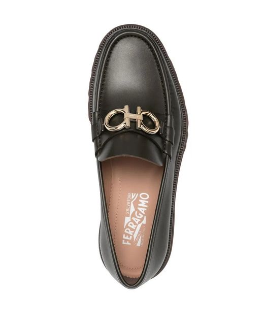 Ferragamo Black Moccasins With Gancini Ornament for men