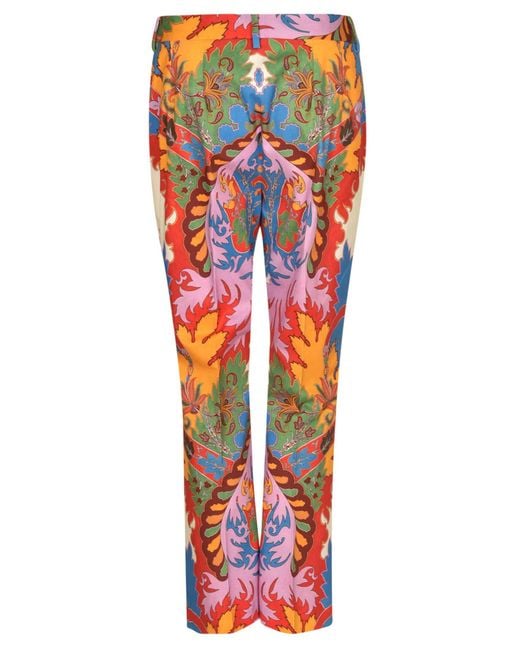 Etro Red Logo Print Trousers