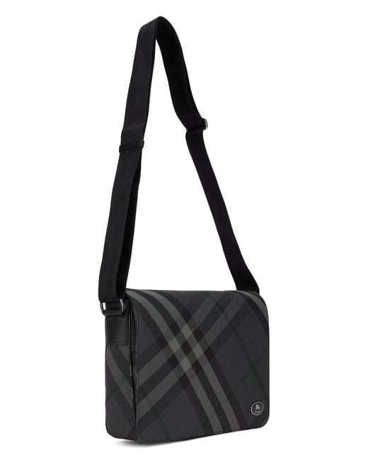 Burberry Black Messenger Bag Grid Polyamide for men