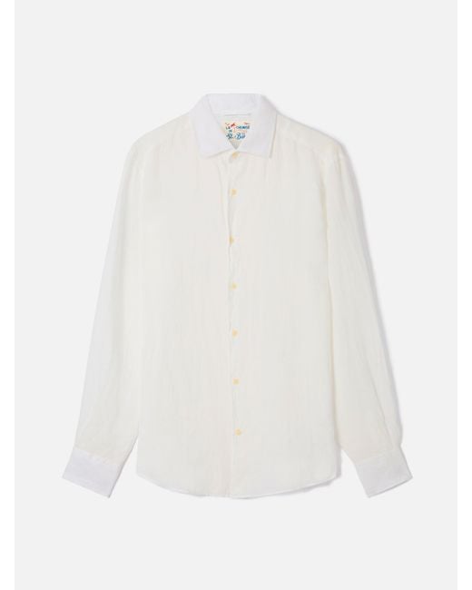Mc2 Saint Barth White Pamplona Shirt Pure Linen for men