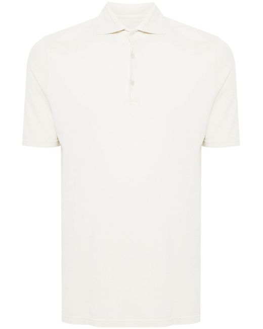 Fedeli White Cream Cotton Polo Shirt for men