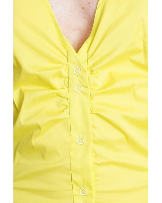 Ganni Dress In Yellow Cotton