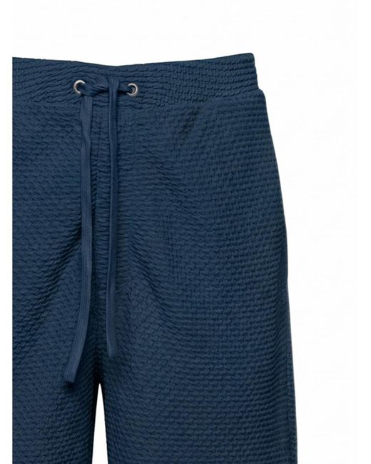 Emporio Armani Blue Embossed Two-Way Stretch Jersey Bermuda Shorts With Elasticated Waist And Logo Embroidery for men