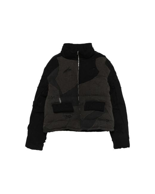 Who Decides War Black Patchwork Pocket Jacket for men