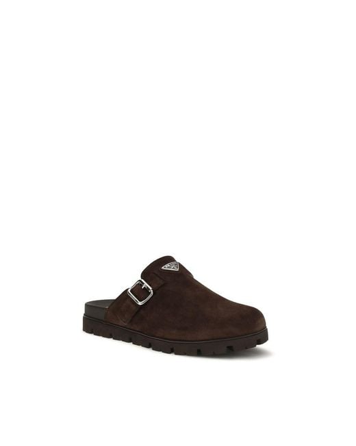 Prada Brown Calf Leather Bos Taurus Mules for men