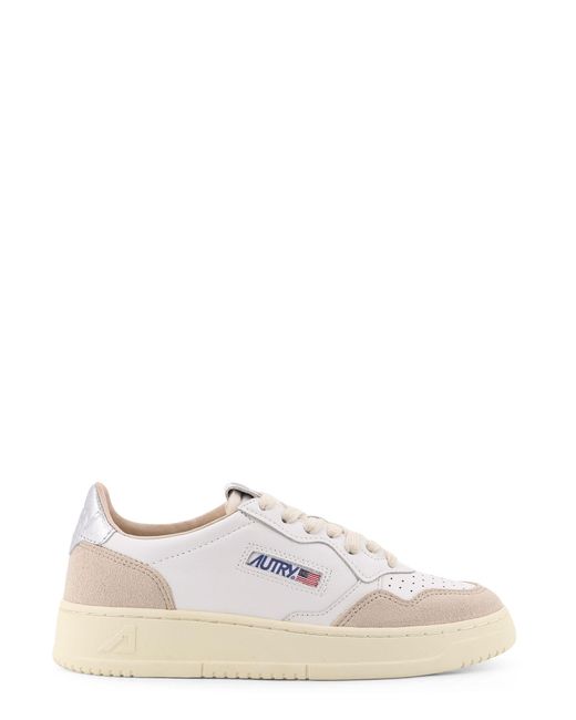 Autry White Medalist Low Leather Low-Top Sneakers With Suede Inserts