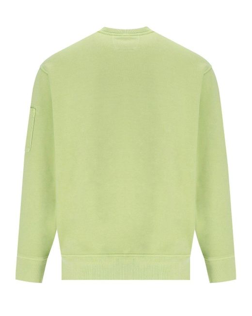 C P Company Green Diagonal Fleece Pear Sweatshirt for men