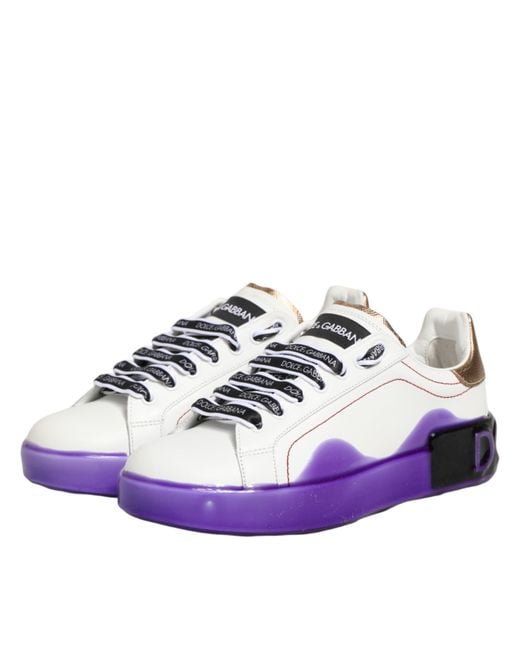Dolce & Gabbana White Leather Low Top Sneaker Shoes 100Lf