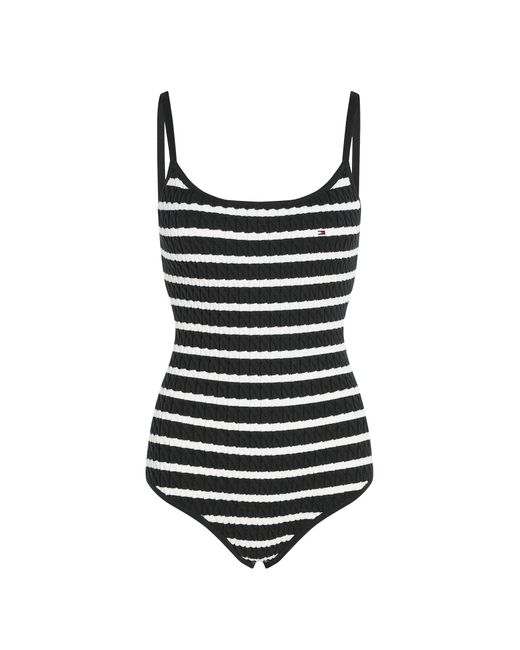 Tommy Hilfiger Black Striped One-Piece Swimsuit