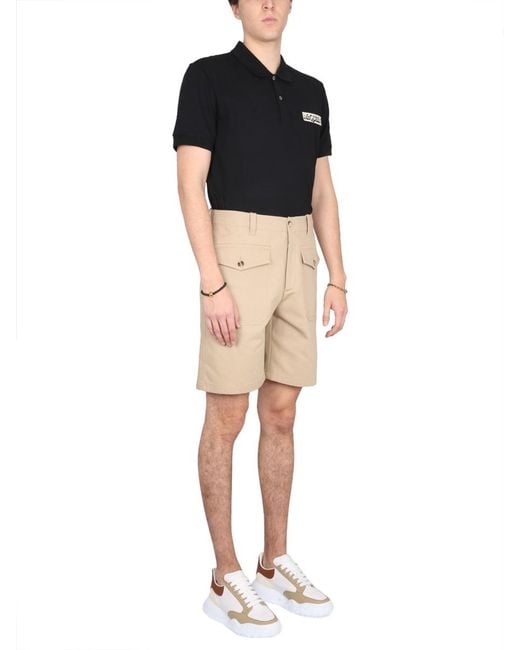 McQueen Black Bermuda Cargo Cotton Short for men
