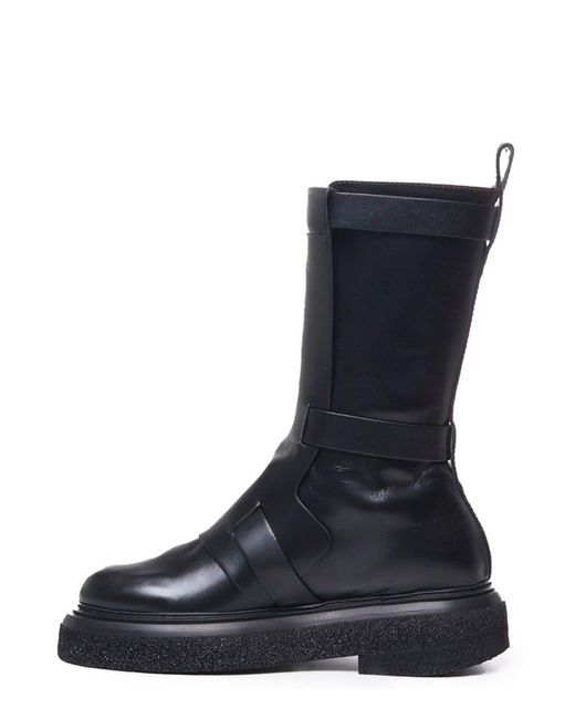 Max Mara Black Buckled Detailed Round Toe Boots