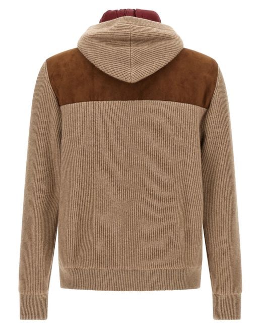 Brunello Cucinelli Brown Lamb Leather Bomber Clothing for men