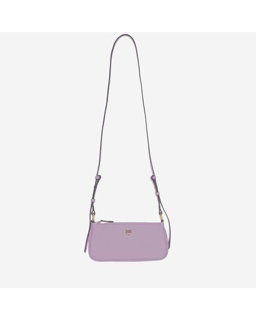 Pinko Purple Half Moon Baguette Mini Leather Bag Shoulder