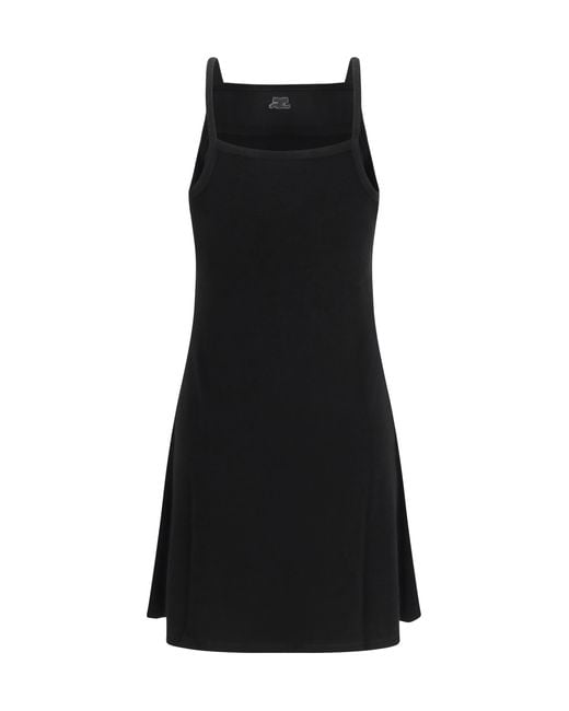 Courreges Black Logo Mini Dress Viscose; Polyamide