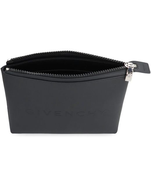 Givenchy Gray Coated Canvas Flat Pouch for men