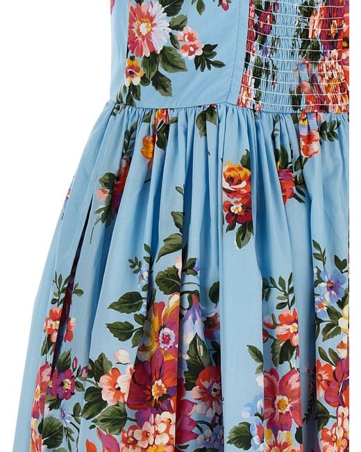 Dolce & Gabbana Blue 'Mazzo Di Fiori' Dress