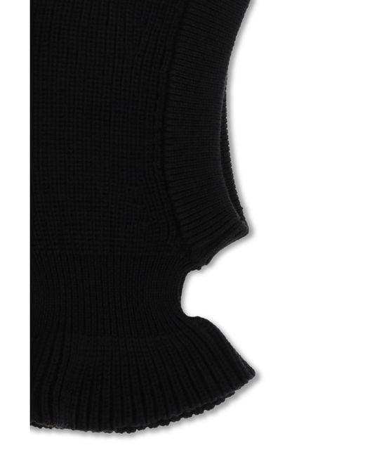 Lemaire Black Ribbed Wool Balaclava Merino Ovis Aries Hats E Hairbands for men