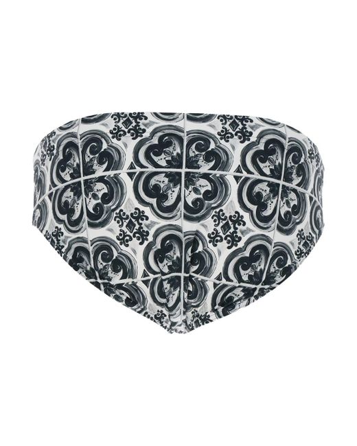 Dolce & Gabbana Multicolor And Swimsuit With All-Over Majolica Print for men
