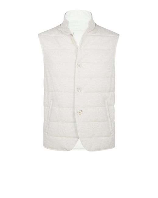 Eleventy White Reversible Quilted Vest for men