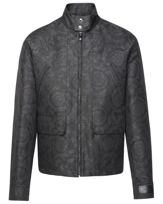 Versace Gray 'baroque' Anthracite Cotton Jacket for men