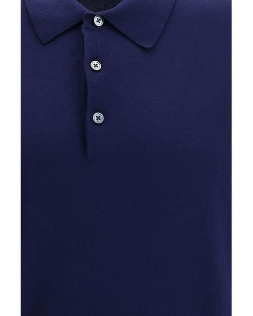 Tom Ford Blue Long-Sleeved Polo Cotton Shirts for men