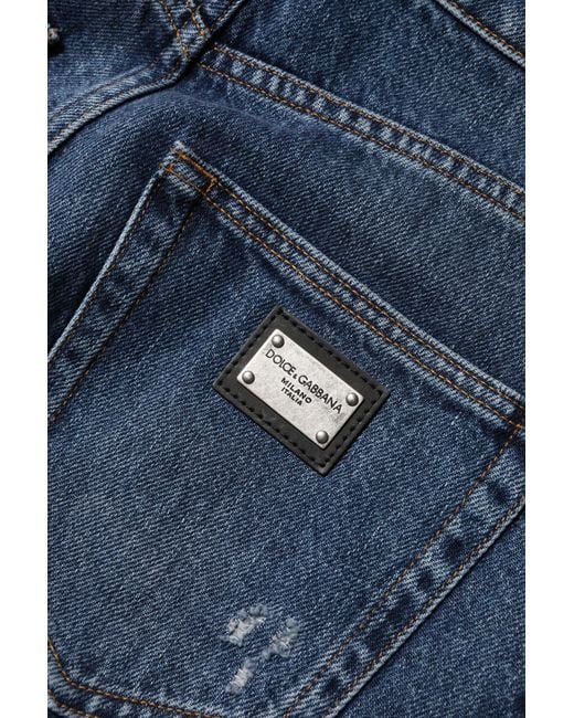 Dolce & Gabbana Blue Distressed Wideleg Jeans