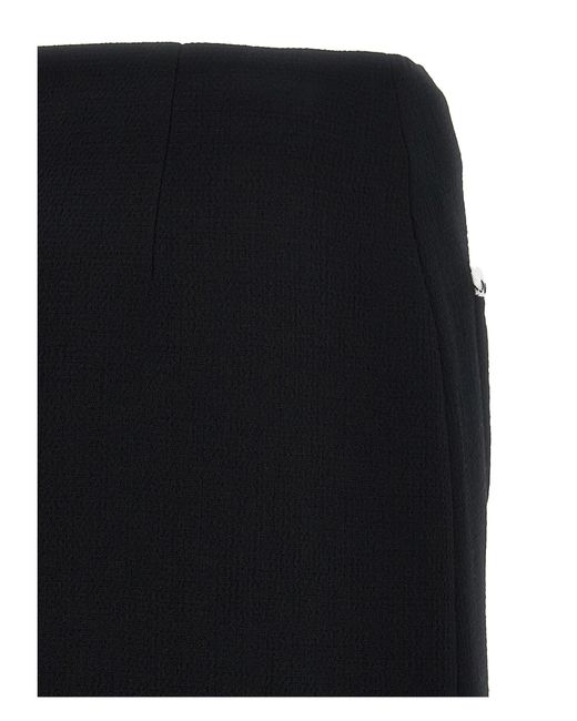 Moschino Black Heart-Button Crepe Skirt With Grosgrain Detail