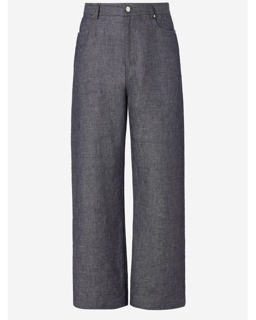 Fendi Gray Jeans Cotton-Linen Blend for men