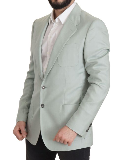 Dolce & Gabbana Gray Green Cashmere Blazer Jacket for men
