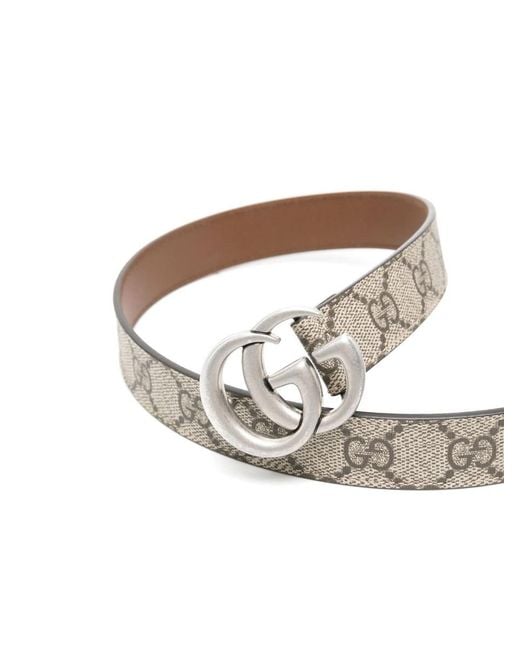 Gucci White Belt With Logo Buckle Canvas Polyurethane